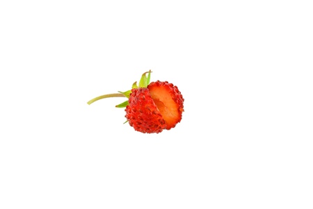 half of the strawberries on a white backgroundの写真素材
