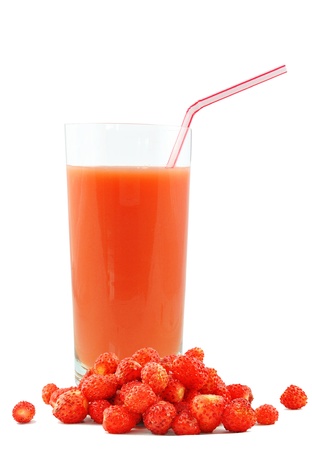 juice of strawberries on a white backgroundの写真素材