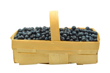 punnet with blueberries  on a white backgroundの写真素材
