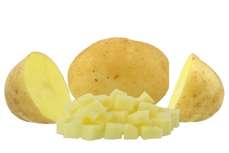 white potatoes on a white backgroundの写真素材