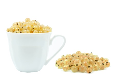 white currant in the glass and on a white backgroundの写真素材