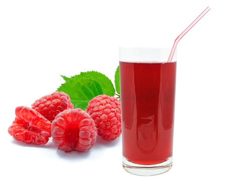 raspberry juice on a white backgroundの写真素材
