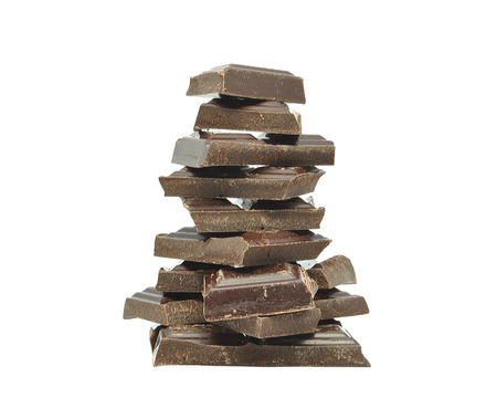 pieces of chocolate on white backgroundの写真素材