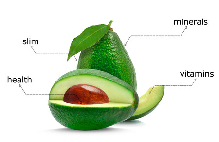 avocado and slice isolated on white backgroundの写真素材