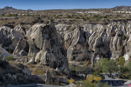 turkey, cappadocia, rock, landscape, travel anatolia goreme mountain nature tourism stone valley geologyのeditorial素材