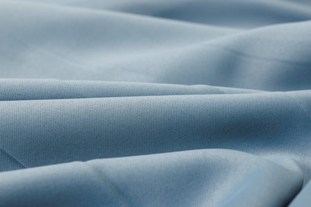 blue satin fabric texture background close up, soft focus, shallow DOFの写真素材