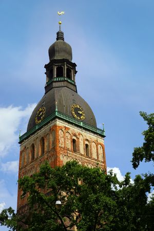 Dome Cathedral is the famoust largest church building in Latvia. The cornerstone for the Dome Cathedral was laid on 1211.の写真素材