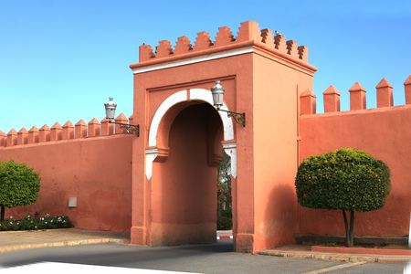 Gate in traditional oriental style near Royal Palaceの写真素材