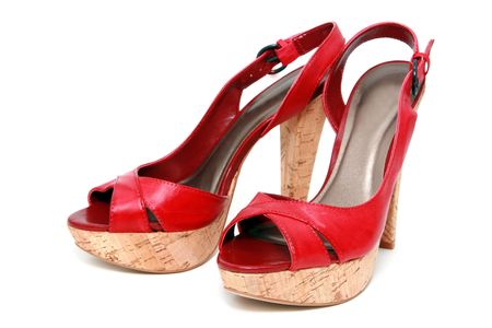 pair red footwear isolated on a background
