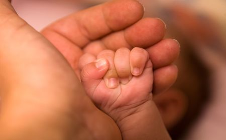 Mother's and baby's handsの写真素材