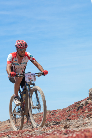 Adventure mountain bike marathon "Ultrabike Santa Rosa" May 03, 2015. Lanzarote, Canaries islands, Spain.のeditorial素材