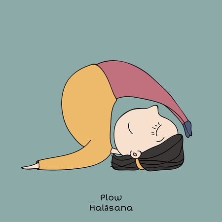 Cute little girl practicing yoga.のイラスト素材