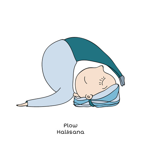 Cute little girl practicing yoga.のイラスト素材