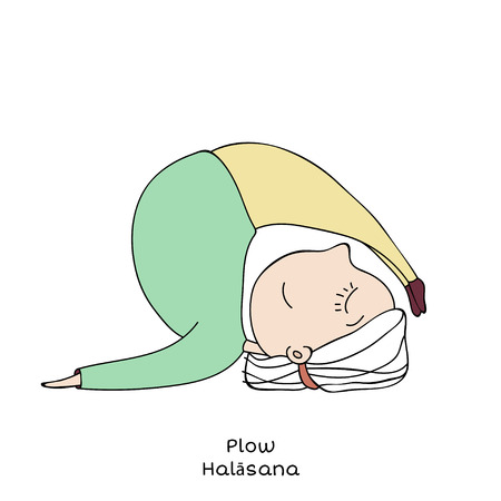 Cute little girl practicing yoga.のイラスト素材