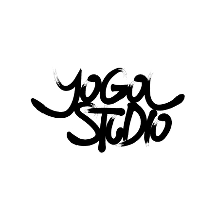 lettering yoga studio. yoga lifestyle. logotypeのイラスト素材