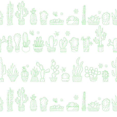 Vector Seamless Pattern with Cactusのイラスト素材