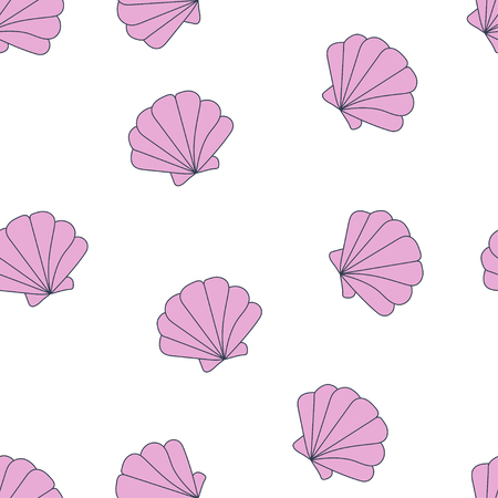 Summer vector seamless pattern. seashells patternのイラスト素材