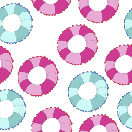 vector seamless pattern with swim ring. textureのイラスト素材