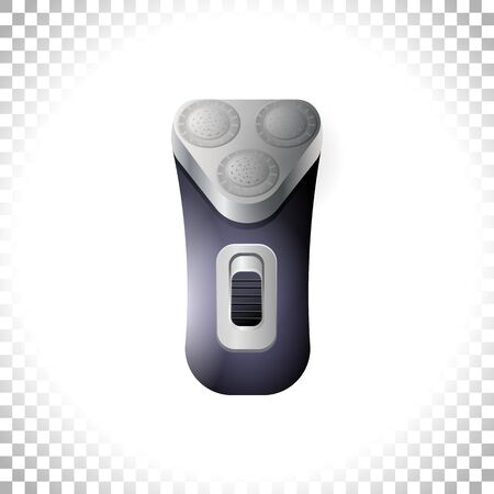 Modern shaver icon. Power button. Men accessories. Equipment for face shave. Sharpen blade. Element for web designs. Vector illustration.のイラスト素材