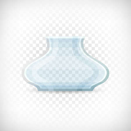 Empty transparent classical glass vase. Glass container icon in flat style for web interior designs. Vector illustration on transparent background.のイラスト素材