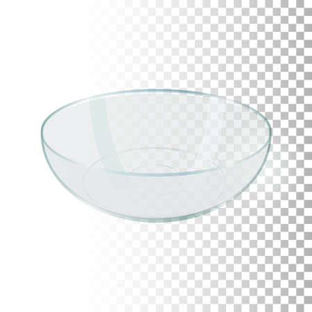 3d empty transparent bowl. Side view food container on transparent background. Realistic element for designs in kitchen theme. Vector illustration.のイラスト素材