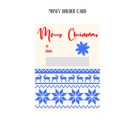 Printable Christmas Money Holder, Gift card, Cash Money Holder template.のイラスト素材