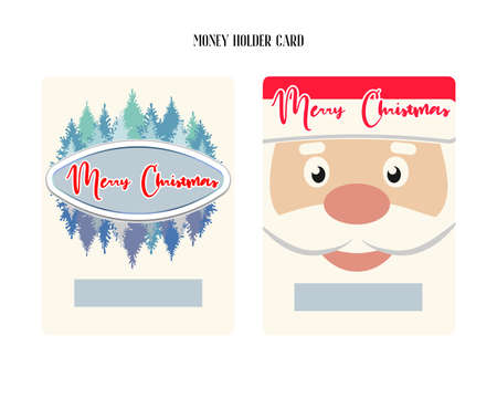Printable Christmas Money Holder set, Gift card, Cash Money Holder template for crafting.のイラスト素材