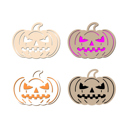 Happy pumpkin set. Halloween party templates for home decoration, laser cut, crafting, vector illustrationのイラスト素材