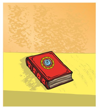 old book on the tableのイラスト素材