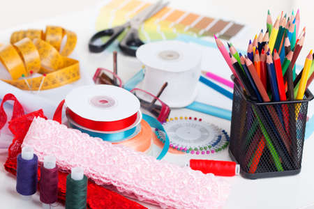 Set of different sewing accessories - sewing background