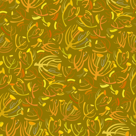 Tansy twigs pattern. Golden pistachio autumn background. Vector illustration.のイラスト素材
