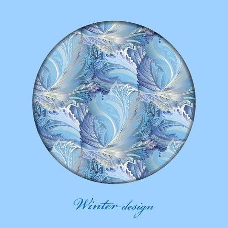 Blue winter frozen glass. Circle design background. Text place.のイラスト素材