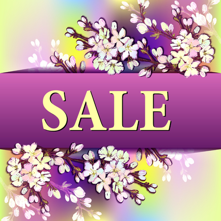 Hand drawn cherry blossom branches.のイラスト素材