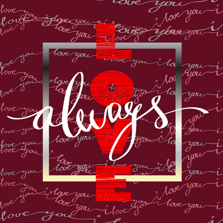 Hand drawn calligraphy Valentine love card.のイラスト素材