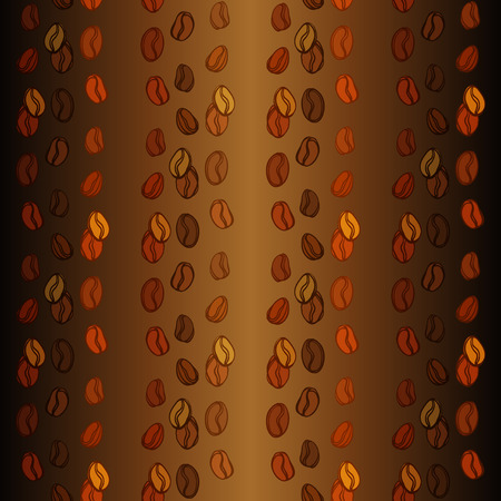 Abstract brown coffee seeds sketch vertical texture background Coffee beans seamless pattern. Black coffee design for coffee shop menu, wrapping paper, fabric, cafe interior design vector illustrationのイラスト素材