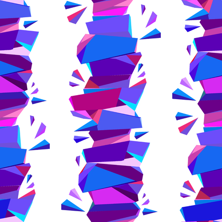 Blue abstract geometric triangles border seamless pattern background. Blue, pink, purple triangles geometric abstract design background. Abstract seamless pattern. Vector illustration stock vector.のイラスト素材