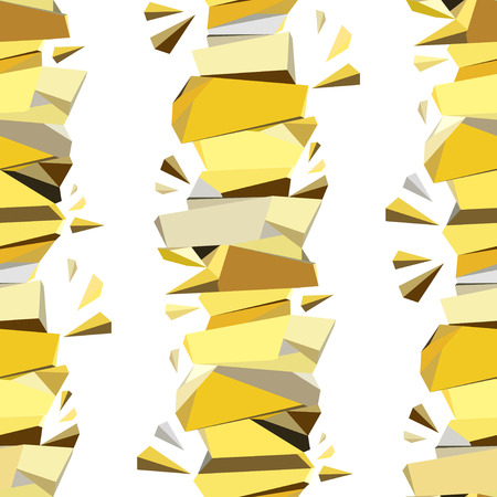 Black gold abstract seamless pattern. Vertical gold border geometric seamless pattern. Golden geometric abstract triangles border design on white background. Golden vector illustration stock vector.のイラスト素材