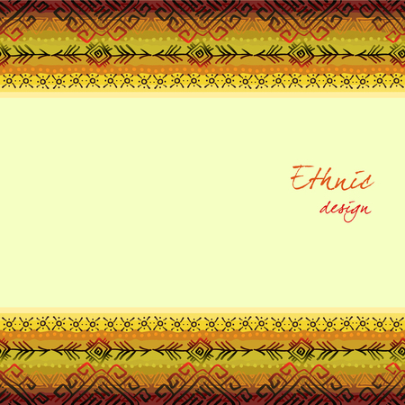 Horizontal seamless border frame with tribal stripe ornament in light background. Geometric ethnic colorful design. Vector illustration stock vector.のイラスト素材