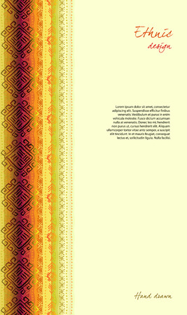 Vertical border with tribal ornament ethnic seamless striped pattern. Geometric multicolor background. Vector illustration stock vector.のイラスト素材