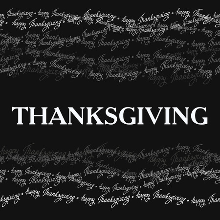 Happy Thanksgiving day horizontal frame with happy thanksgiving text line seamless border. Gray scale colors. Good wishes for grateful cards.のイラスト素材