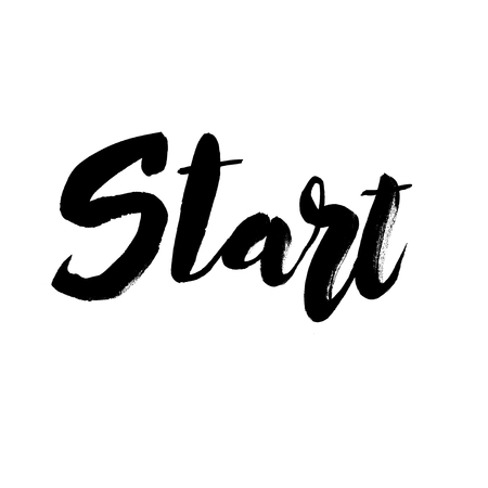 Start hand drawn lettering design. Inspirational inscription card with calligraphy. Start handwritten dark brush pen lettering isolated on white background. Vector illustration stock vector.のイラスト素材