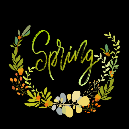 Foral flowers wreathのイラスト素材