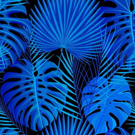 Seamless pattern with tropical exotic palm leavesのイラスト素材