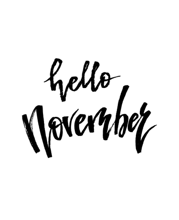 Hello November Autumn brush lettering.のイラスト素材
