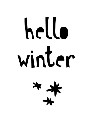 Hello Winter card with calligraphy. Vector illustrationのイラスト素材