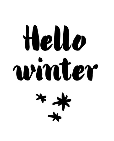 Hello Winter card with calligraphy.のイラスト素材