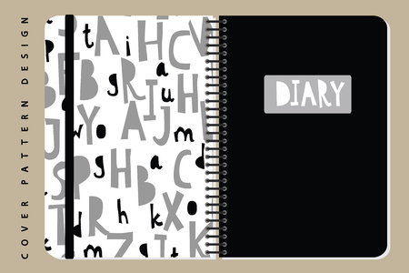 Notebook and diary cover design for print with seamls pattern on clipping mask included. For copybooks brochures and school. Vector illustration stock vector.の写真素材