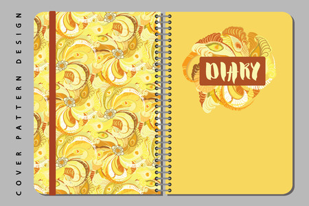 Notebook and diary cover design for print with seamls pattern included. For copybooks brochures and school. Vector illustration stock vector.の写真素材