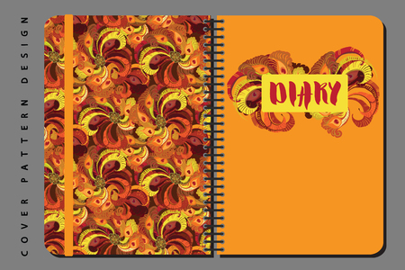 Notebook and diary cover design for print with seamls pattern included. For copybooks brochures and school. Vector illustration stock vector.のイラスト素材