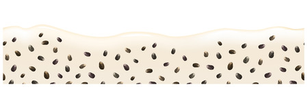 Chia seeds with bottom flowing yogurt seamless border with clipping mask. Background for package design or organic food. Vector illustration stock vector.のイラスト素材